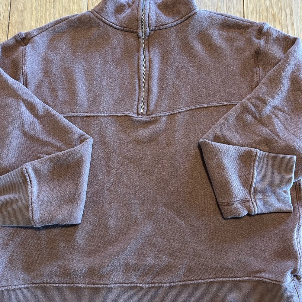 Jenni Kayne Half Zip Brown Sweatshirt size med